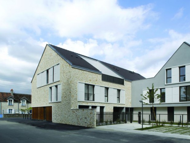 80 logements sociaux à Cesson (Seine-et-Marne) réalisés pour 3F par l'agence d'architecture MDNH dans le cadre de la revitalisation des centres-bourgs