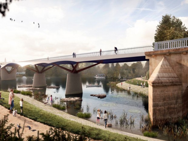 Découverte de la future passerelle piétonne entre Poissy et Carrière-sous-Poissy (Yvelines) remportée par Ney & partners.