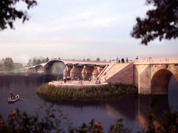 Découverte de la future passerelle piétonne entre Poissy et Carrière-sous-Poissy (Yvelines) remportée par Ney & partners.