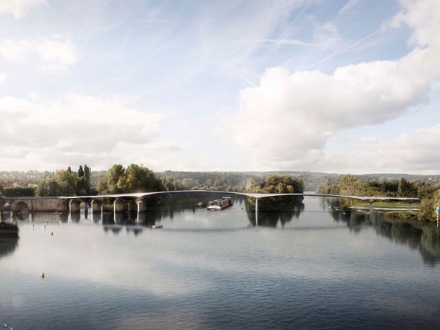 Découverte de la future passerelle piétonne entre Poissy et Carrière-sous-Poissy (Yvelines) remportée par Ney & partners.