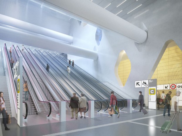 La future gare du Grand Paris Express  Les Ardoines à Vitry-sur-Seine (Val-de-Marne) imaginée par le cabinet d'architectes Valode et Pistre.