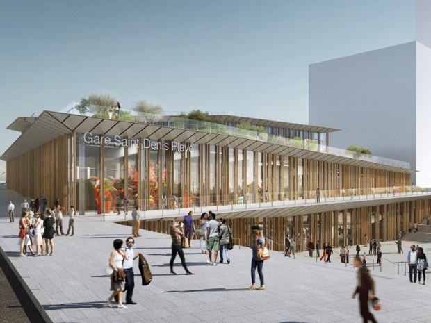 Grand Paris Express : réalisation de la gare de Saint-Denis Pleyel (Seine-Saint-Denis) imaginée par l'architecte japonais Kengo Kuma