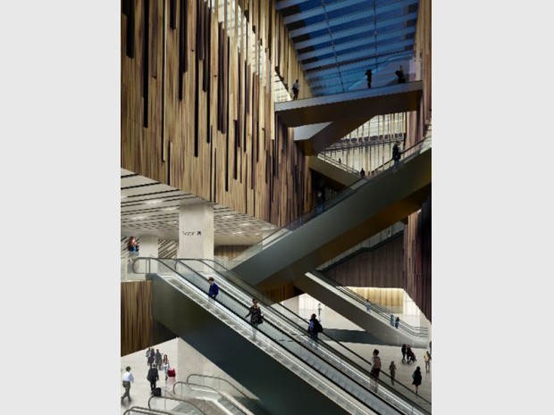 Grand Paris Express : réalisation de la gare de Saint-Denis Pleyel (Seine-Saint-Denis) imaginée par l'architecte japonais Kengo Kuma