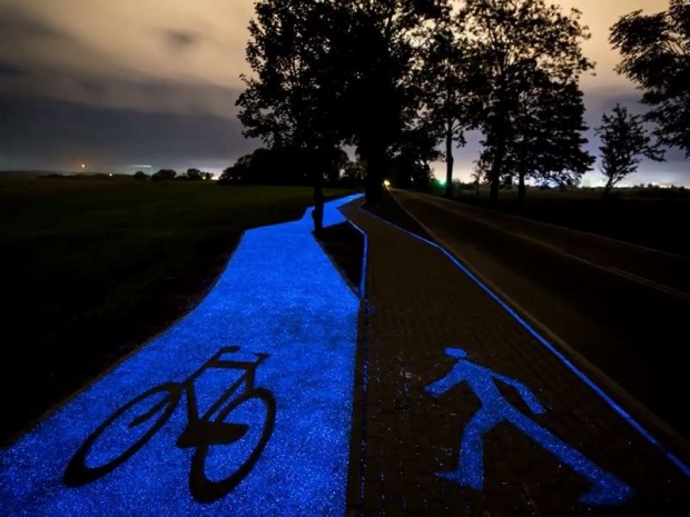 Piste cyclable lumineuse en Pologne