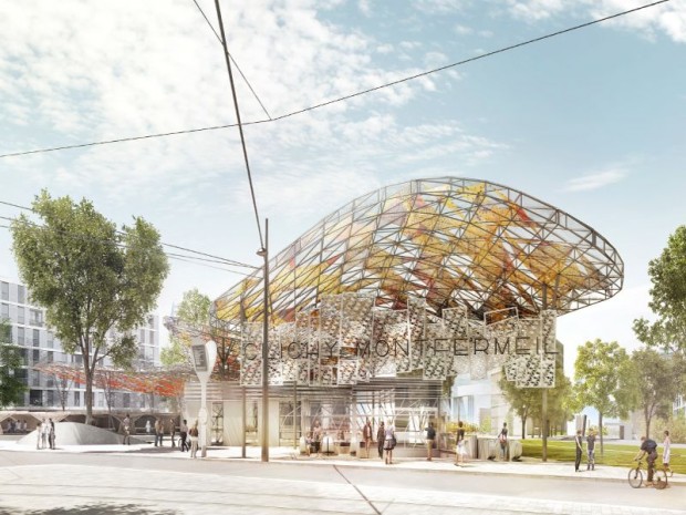 Grand Paris Express : réalisation de la gare Clichy-Montferrmeil (Seine-Saint-Denis) imaginée sur la ligne 16 par l'agence Miralles Tagliabue EMBT / Bordas + Peiro