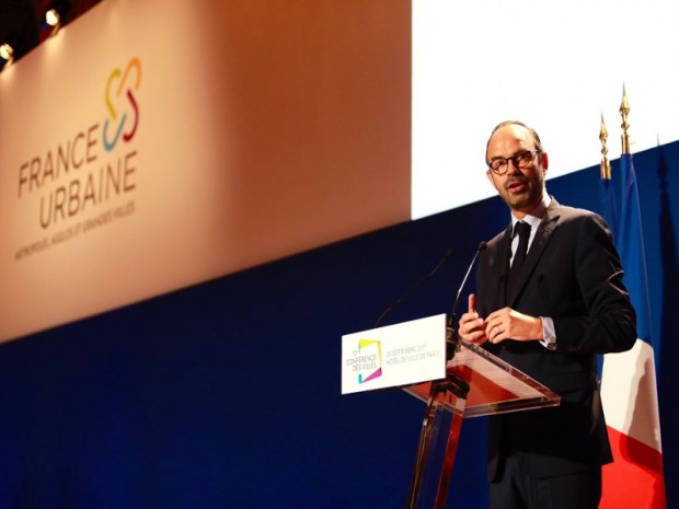 Le Premier ministre Edouard Philippe en ouverture de la Conférence des Villes, le 20 septembre 2017 à Paris 