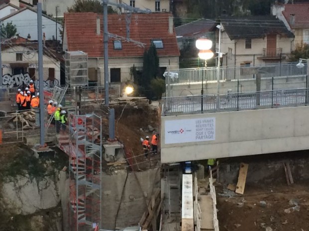 Ripage de la dalle le 2 novembre 2017 de la gare d'Arcueil-Cachan du Grand Paris Express