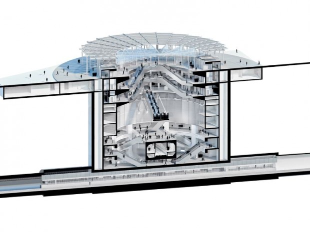 Grand Paris Express : réalisation de la gare Villejuif-Institut-Gustave-Roussy ligne 15 sud imaginée par Dominique Perrault