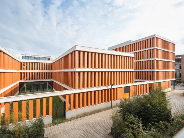 Réalisation du "Doge", à Lomme, près de Lille, deux bâtiments de bureaux et d'activités d'environ 5.100 m², livrés en juin 2017, l'architecte Paolo Tarabusi