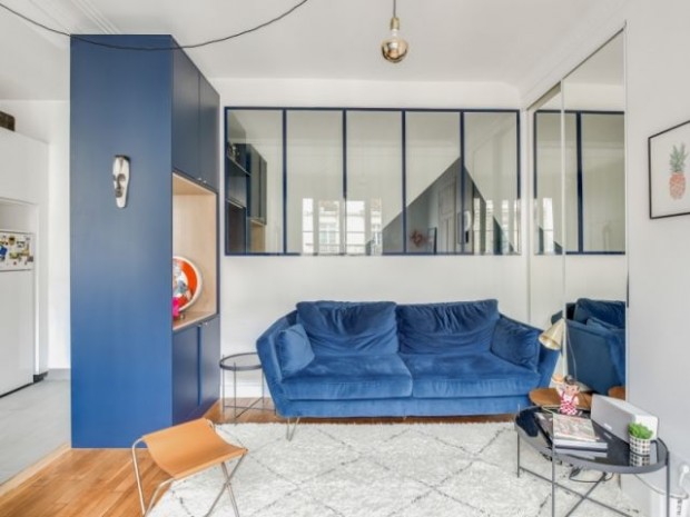 Le bleu se retrouve partout dans l'appartement