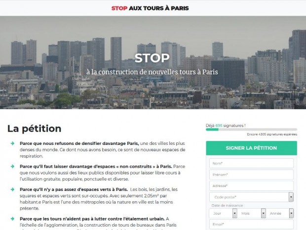 Pétition tours à Paris