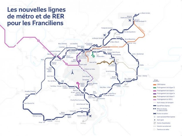 Carte du Grand Paris Express (22/02/2018)