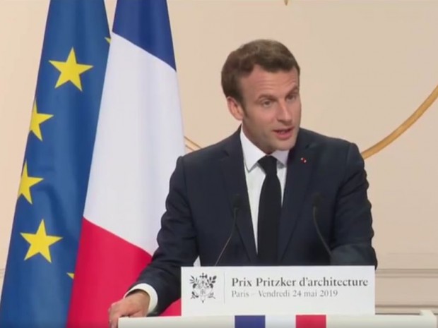 Emmanuel Macron devant les architectes, à l'Elysée