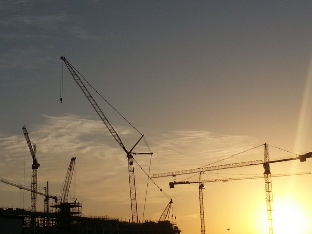 Un chantier de stade au Qatar