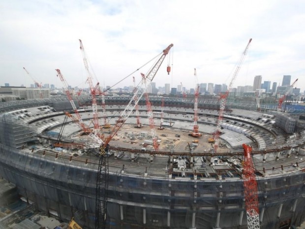 Photo du chantier du nouveau stade national de Tokyo