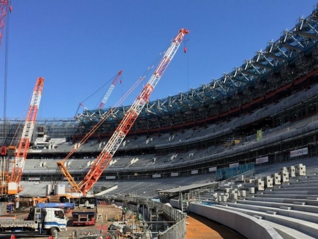 Photo du chantier du nouveau stade national de Tokyo