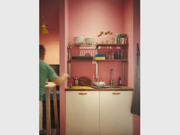 Une kitchenette toute rose