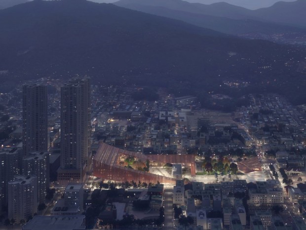 La future mairie de Cheongju (Corée du Sud), imaginée par Snøhetta. 