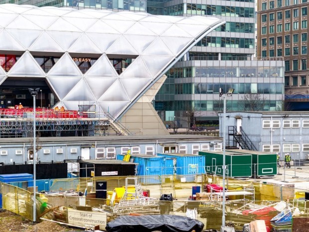 Crossrail chantier à Canary Wharf gare