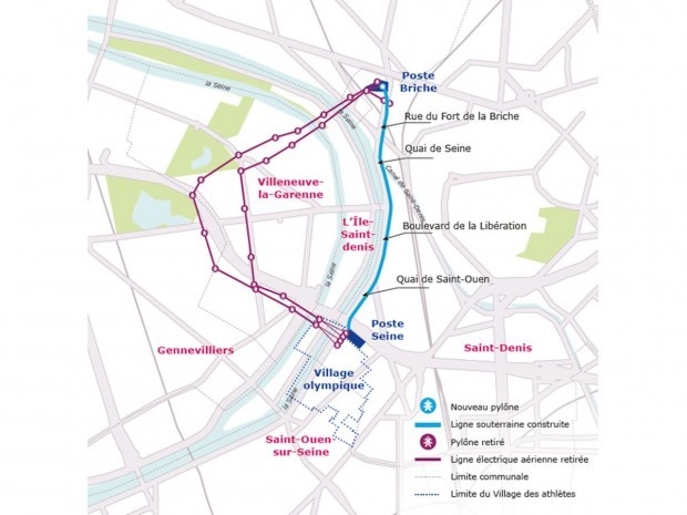 Carte chantier enfouissement lignes très haute tension