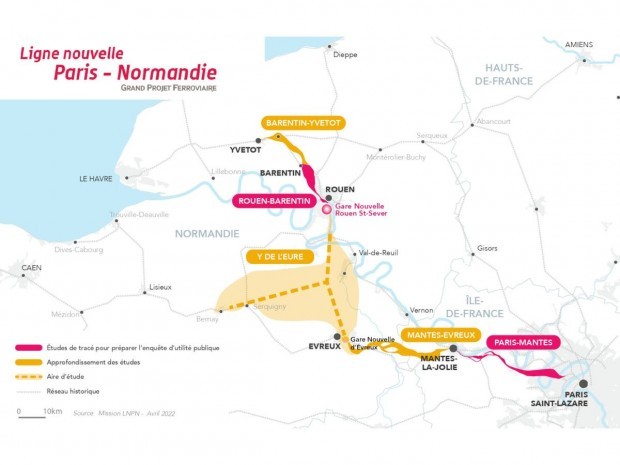 Carte ligne nouvelle Paris Normandie