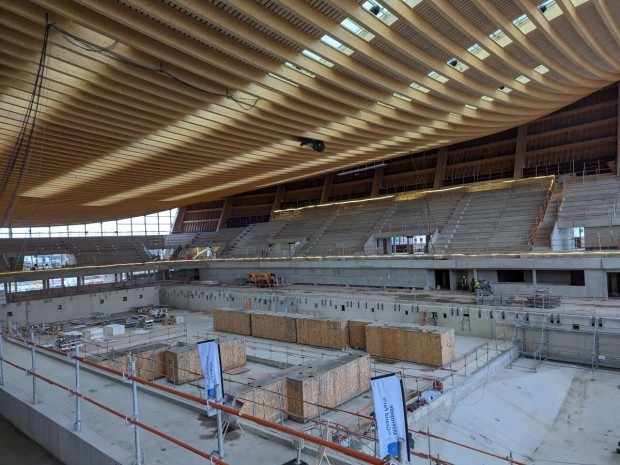 Chantier du centre aquatique olympique (Saint-Denis), janvier 2023