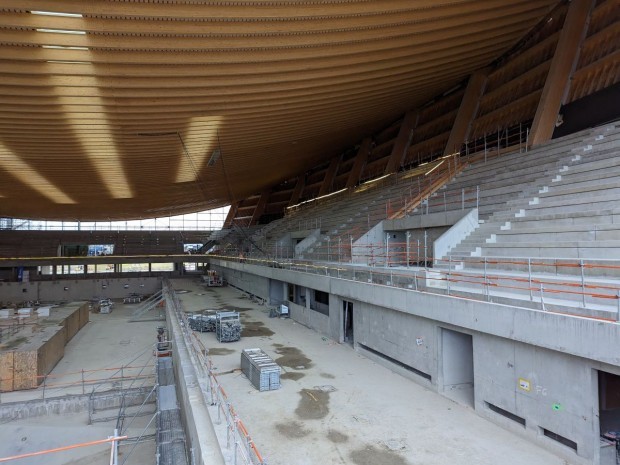 Chantier du centre aquatique olympique (Saint-Denis), janvier 2023