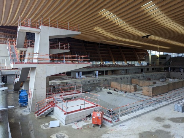 Chantier du centre aquatique olympique (Saint-Denis), janvier 2023