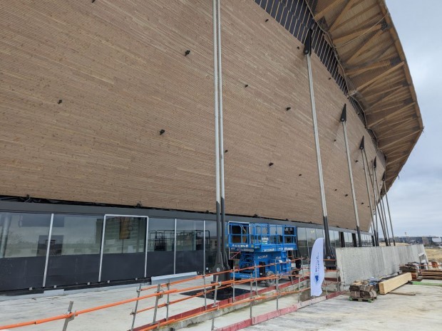 Chantier du centre aquatique olympique (Saint-Denis), janvier 2023