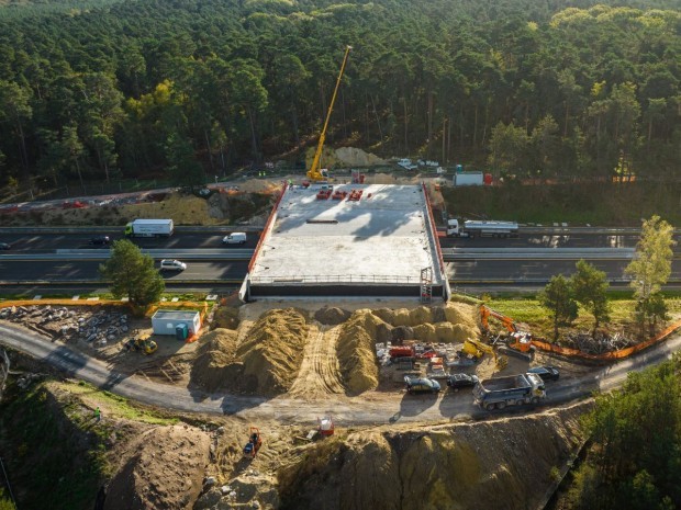 Travaux sur l'écopont d'Ermenonville, sur l'autoroute A1