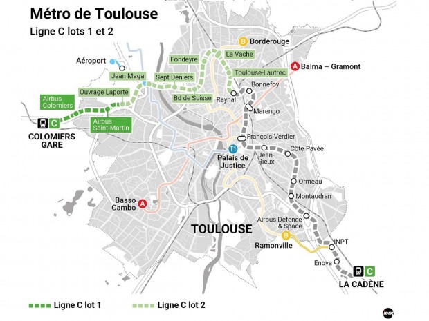 Carte ligne C métro Toulouse