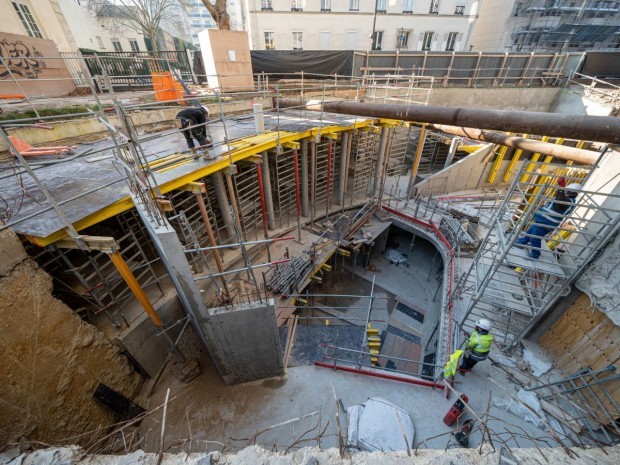 Chantier de réhabilitation de la tour Racine, à Paris.