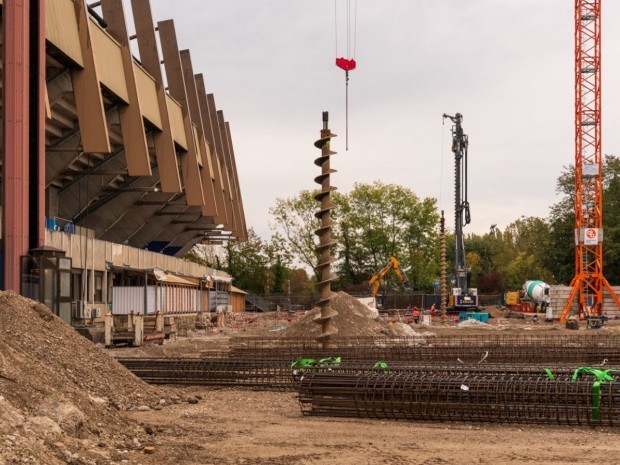 Stade de la Meinau à Strasbourg en chantier