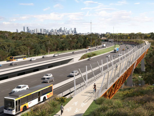 Perspective ouvrages sur la section Hoodle Street/Burke Road, dans le cadre du projet de modernisation de l'Eastern freeway, près de Melbourne.