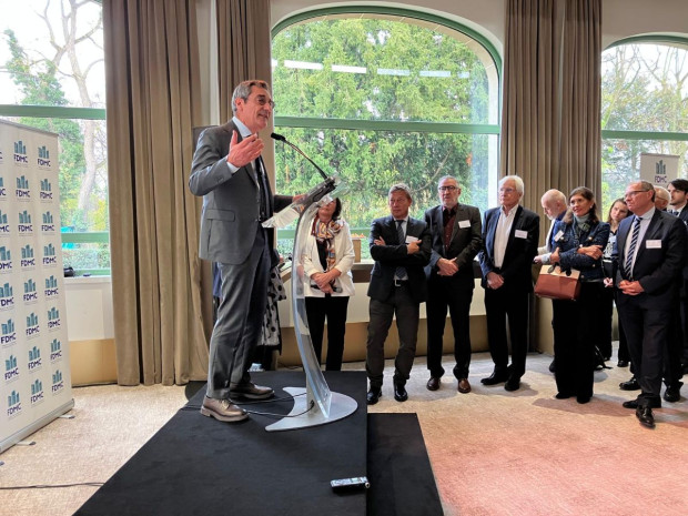 Le ministre des PME, Serge Papin, le 19 novembre 2025 lors des 90 ans de la FDMC. Le ministre des PME, Serge Papin, le 19 novembre 2025 lors des 90 ans de la FDMC.