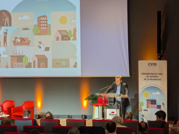 Etienne Cr&eacute;pon, le 2 juin 2026, en cl&ocirc;ture de la journ&eacute;e de la recherche du CSTB.