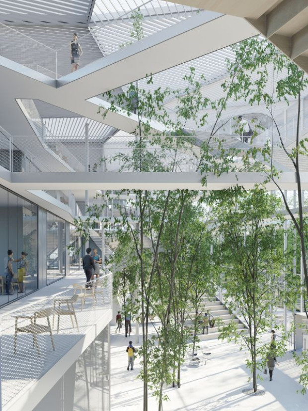 B&acirc;timent d\'enseignements mutualis&eacute;s par Sou Fujimoto &agrave; Paris-Saclay