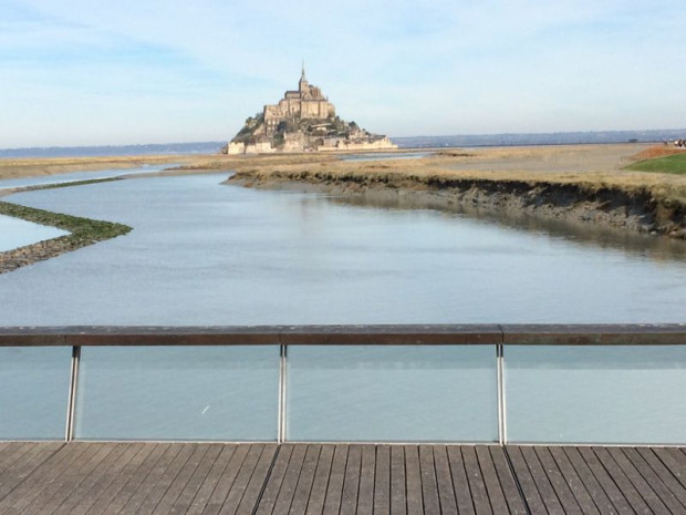 Visite de Fran&ccedil;ois Hollande le 1er novembre 2015 pour l\'inauguration du r&eacute;tablissement du caract&egrave;re martime du Mont Saint Michel