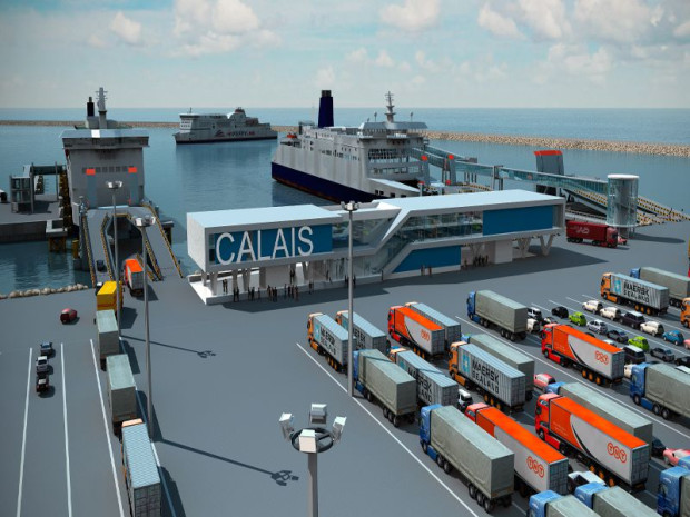 Vue d\'ensemble de la perspective d\'extension du projet du Port de Calais