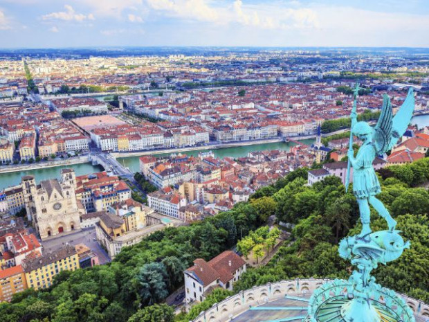 Vue a&eacute;rienne de la ville de Lyon