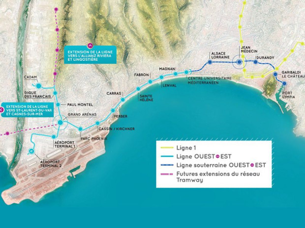 Trac&eacute; de la ligne 2 du tramway de Nice