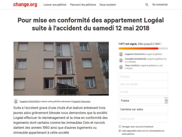 Change.org p&eacute;tition balcons