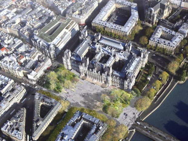 Parvis vue a&eacute;rienne 