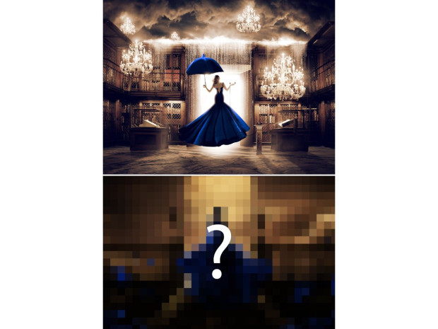 Ludovic Baron &oelig;uvre La femme en bleu g&eacute;om&egrave;tres-experts OGE jeu concours