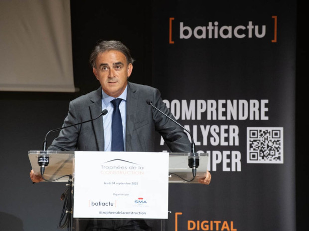 Vincent Gadonneix, CEO de Batiactu Groupe, le 4 septembre 2025 lors de la c&eacute;r&eacute;monie de remise des Troph&eacute;es de la construction 2025.