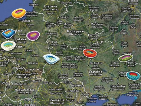 Carte des stades Pologne Ukraine 