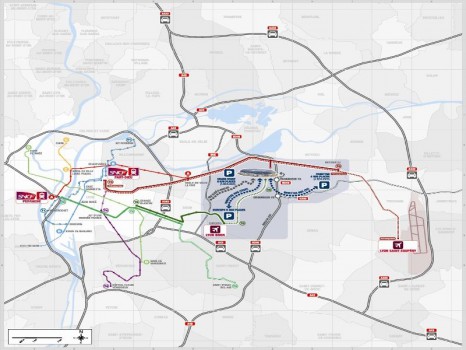 Plan d\'accès du Grand Stade.Olympique Lyonnais