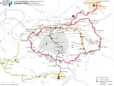 Carte du Grand Paris Express réactualisée 
