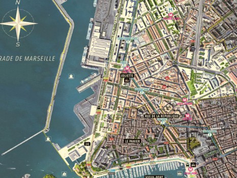 Carte focus du quartier de la Joliette Marseille 