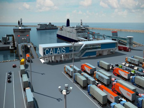 Vue d\'ensemble de la perspective d\'extension du projet du Port de Calais